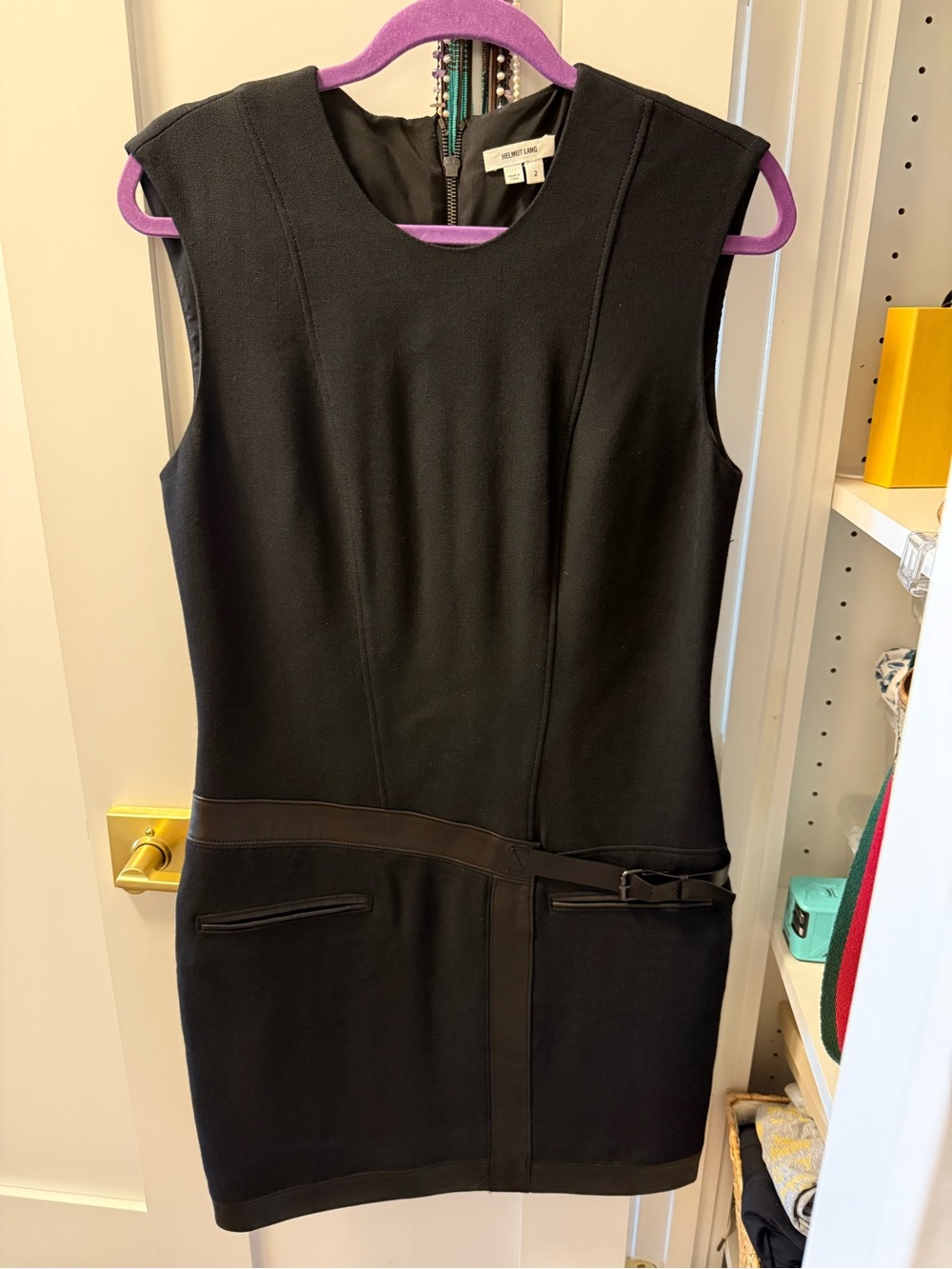 Helmut Lang Black Sleeveless Mini Dress with Waist Detail